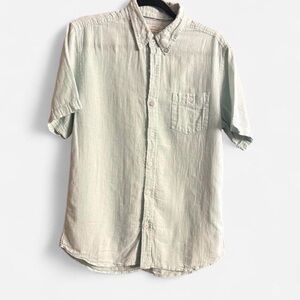 Weatherproof Light Sage Linen Short-Sleeve Button-Down Shirt SZ Medium